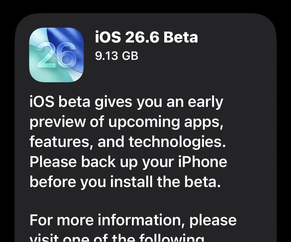 苹果发布iOS/iPadOS 26.6首个公测版 - 图2