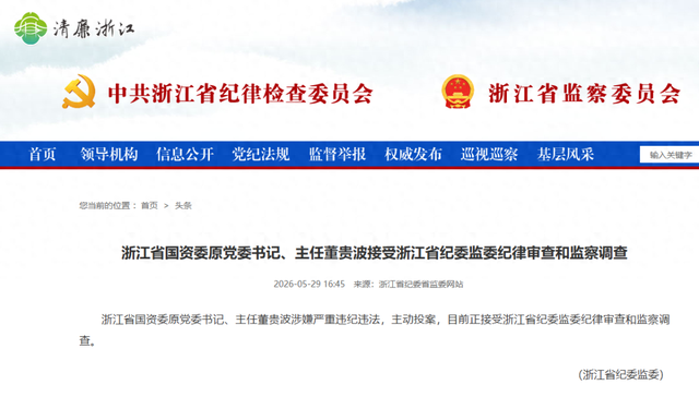 浙江省国资委原党委书记、主任董贵波，主动投案 - 图1