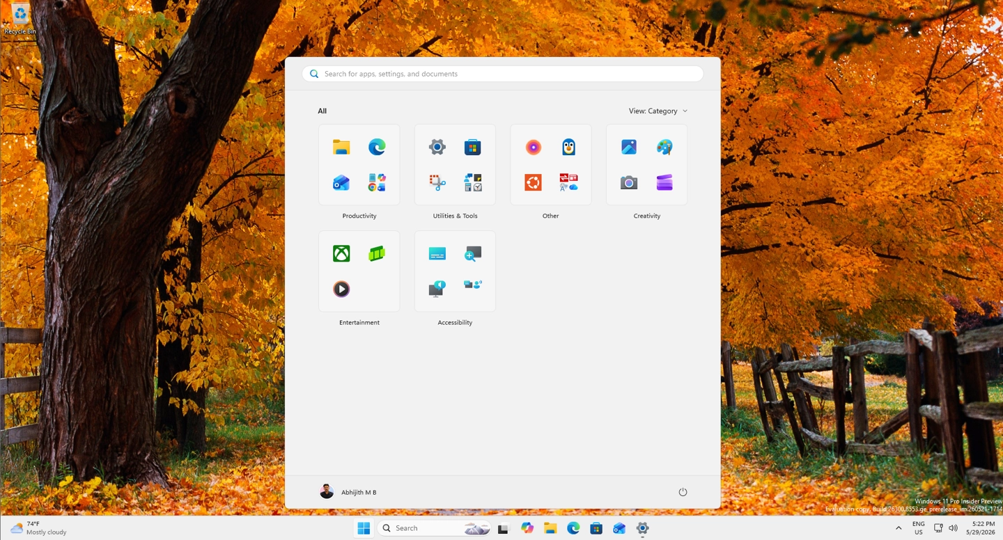 微软Win11预览版换新开始菜单：可隐藏固定区域，切换小尺寸 - 图7
