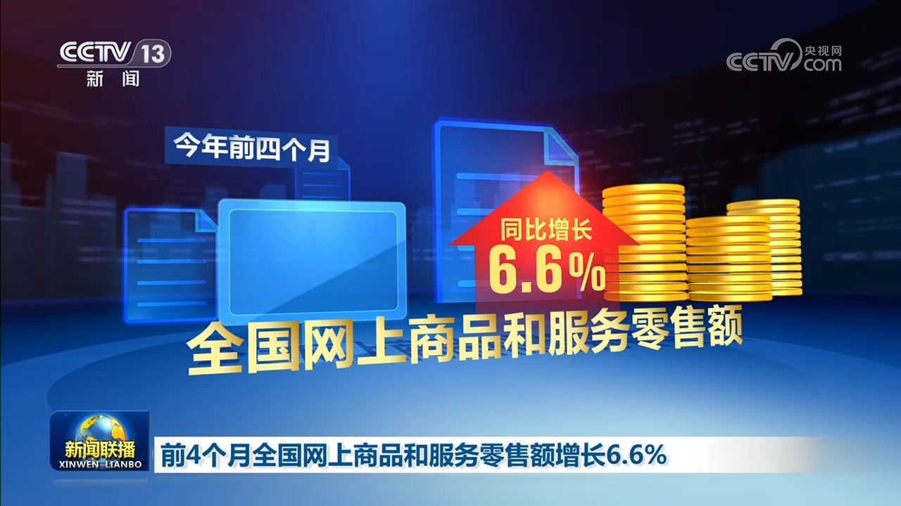 前4个月全国网上商品和服务零售额增长6.6% - 图1