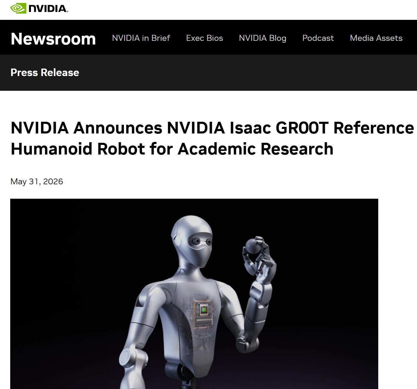 英伟达发布首款开源人形机器人参考设计NVIDIA Isaac GR00T，预计年底上市 - 图1