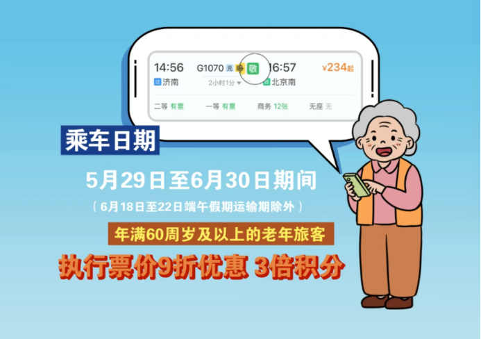 明起实施！高铁打折、专属船票优惠……敬老出行礼包将上线 - 图2