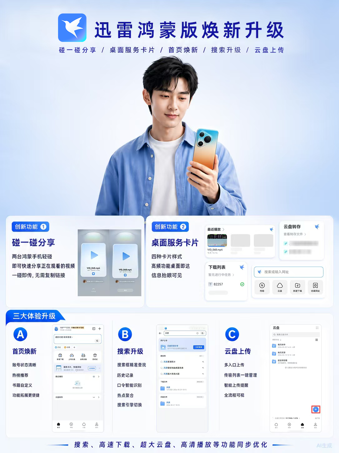 迅雷鸿蒙版新增碰一碰传文件、四大服务卡片，文件管理更高效 - 图1