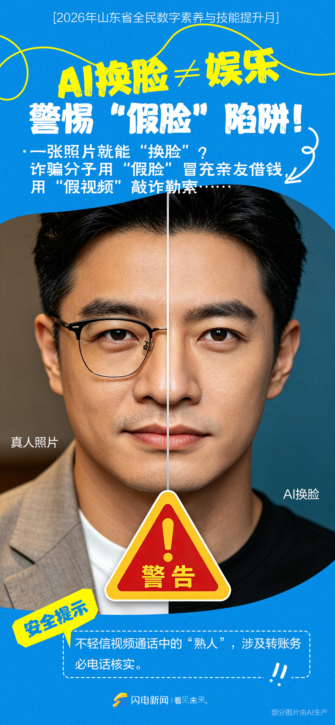 闪电海报丨AI换脸、算法画像……人工智能时代，一起守护数字安全 - 图2