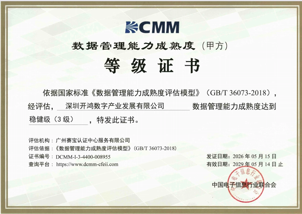 开源鸿蒙生态首例，深开鸿获 DCMM 3 级认证 - 图1