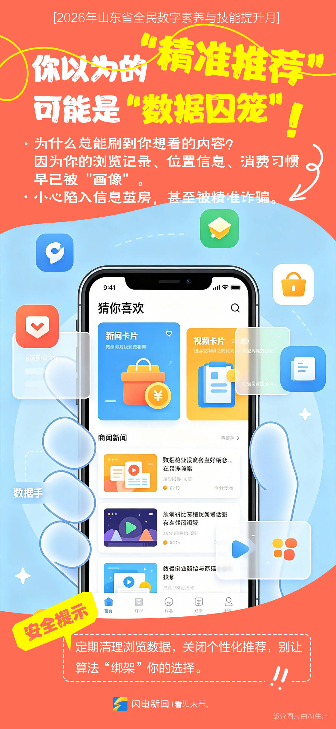闪电海报丨AI换脸、算法画像……人工智能时代，一起守护数字安全 - 图3