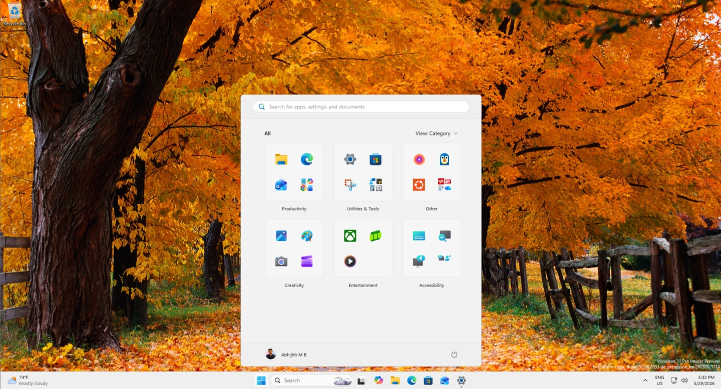 微软 Win11 预览版换新开始菜单：可隐藏固定区域，切换小尺寸 - 图11