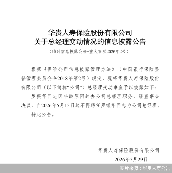 总经理罗振华辞任，华贵人寿近期“将帅”齐调整 - 图1