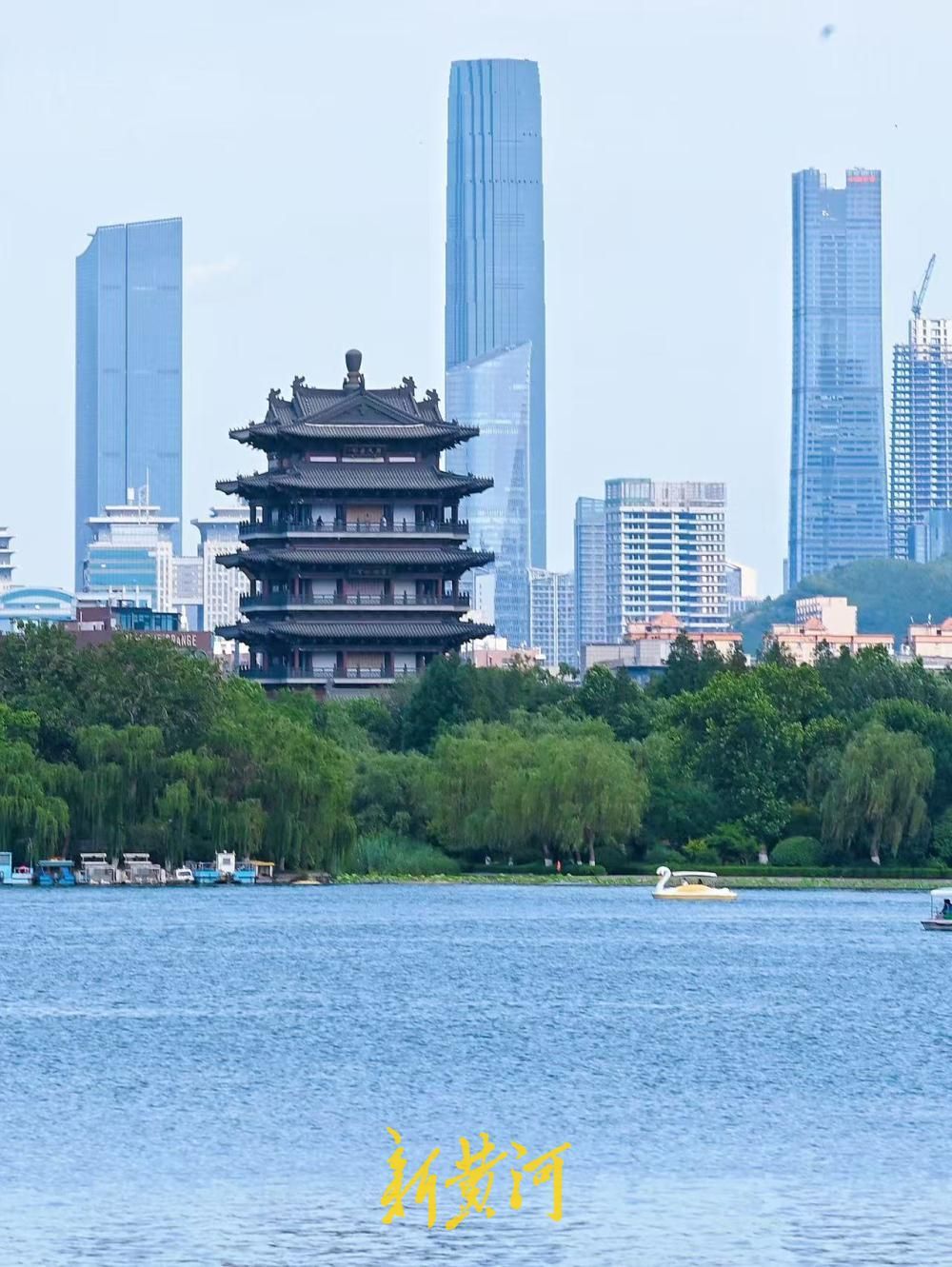 泉城蓝刷屏 大明湖远眺济南CBD太治愈 - 图1