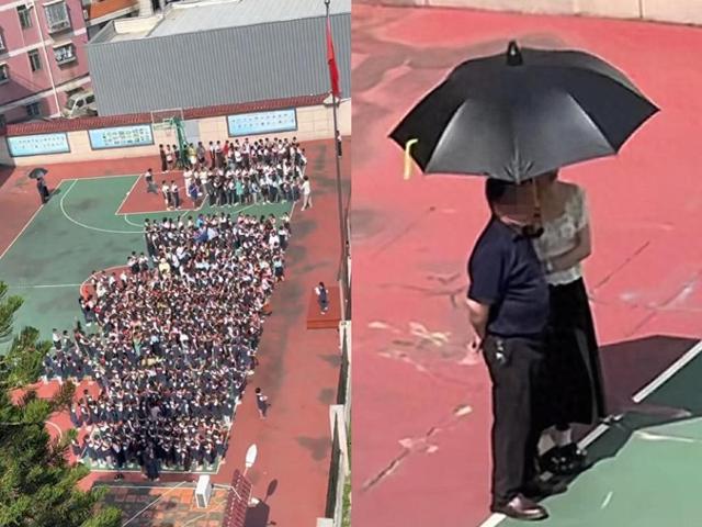教育部门回应“学生顶烈日，后方两人撑伞”：男子系退休返聘教师，双方非父女关系 - 图1