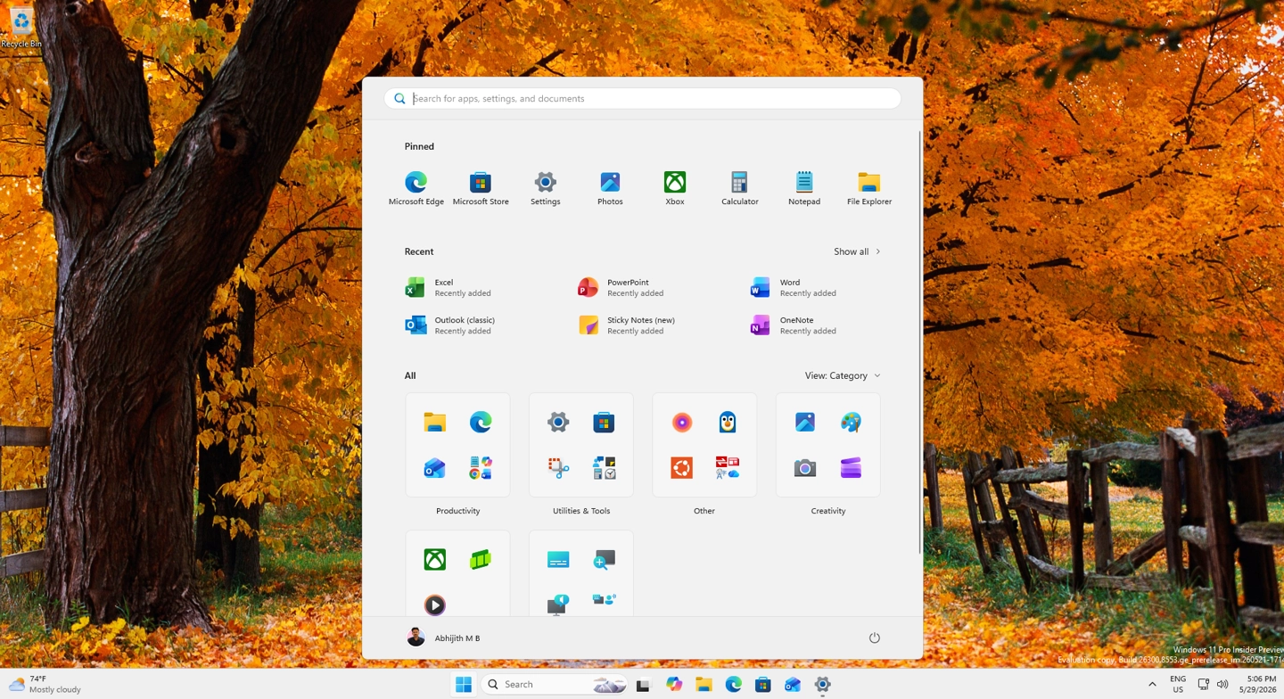 微软 Win11 预览版换新开始菜单：可隐藏固定区域，切换小尺寸 - 图2