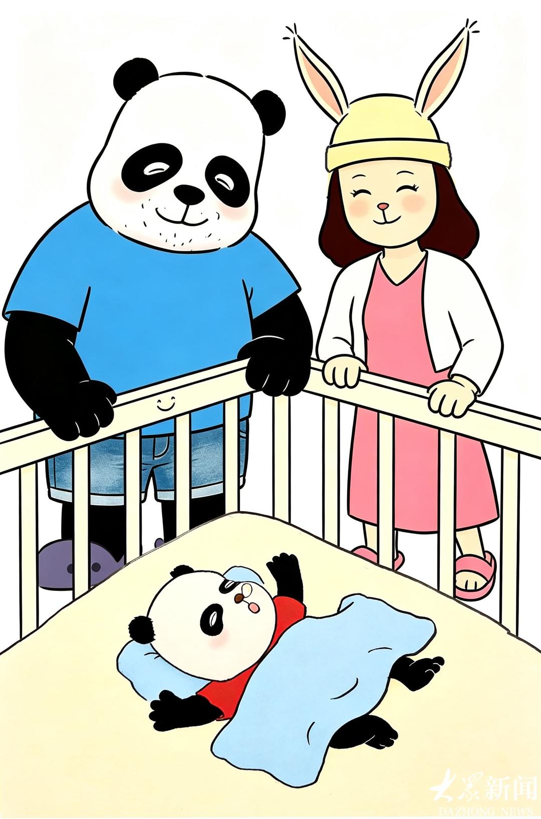 熊猫画画：小小的你 节日快乐 - 图1