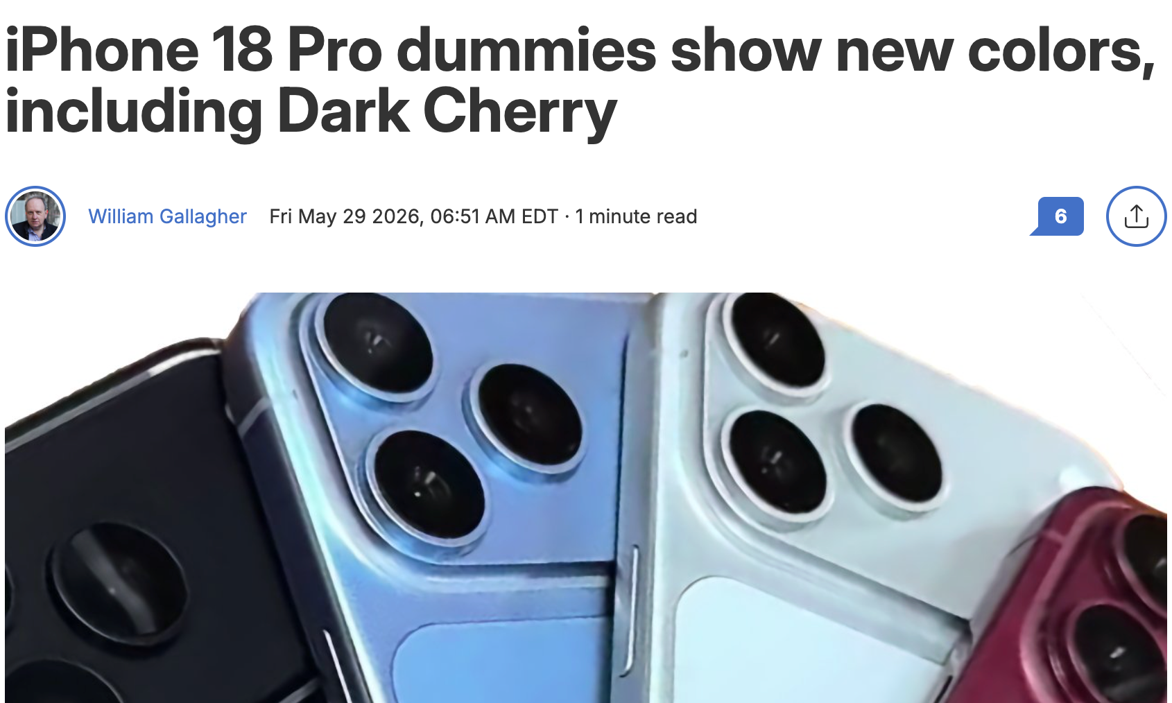 iPhone 18 Pro四款配色曝光：深樱桃色或取代星空橙 - 图1